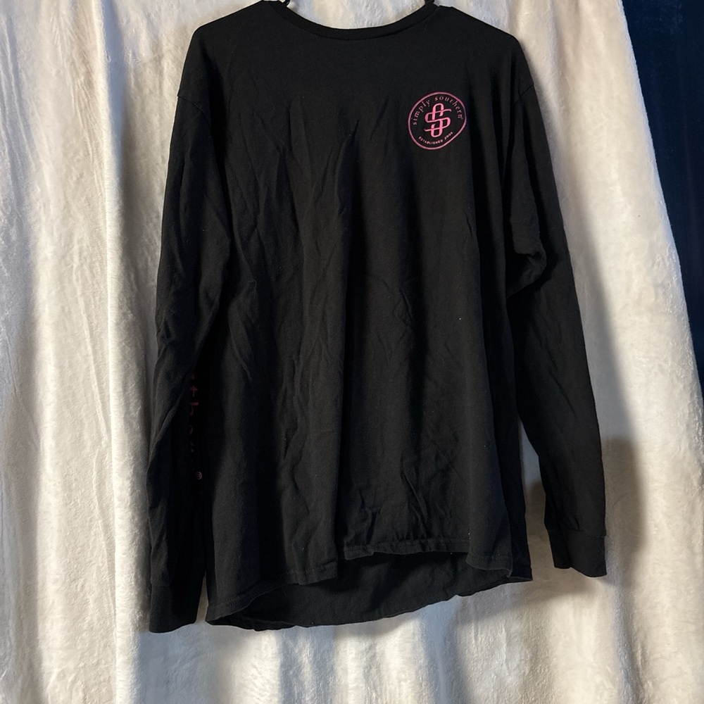 Simply Southern Black Long Sleeve Tee with Pink Logo